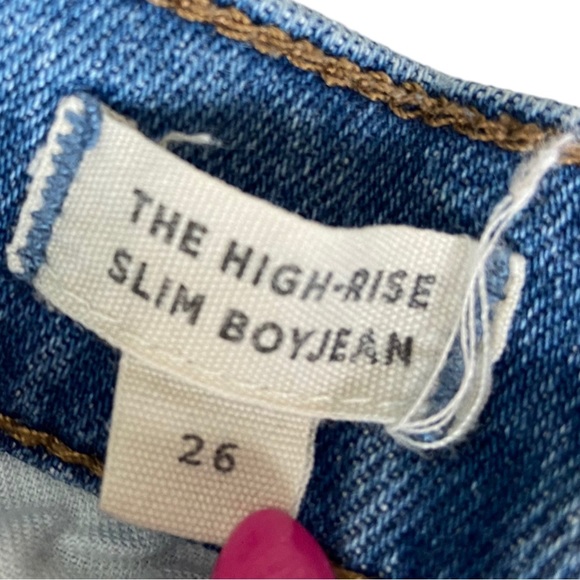 Madewell High-Rise Slim Boyjean: Two-Tone Tuxedo Stripe Duotone Blue Size 26 - Picture 6 of 12